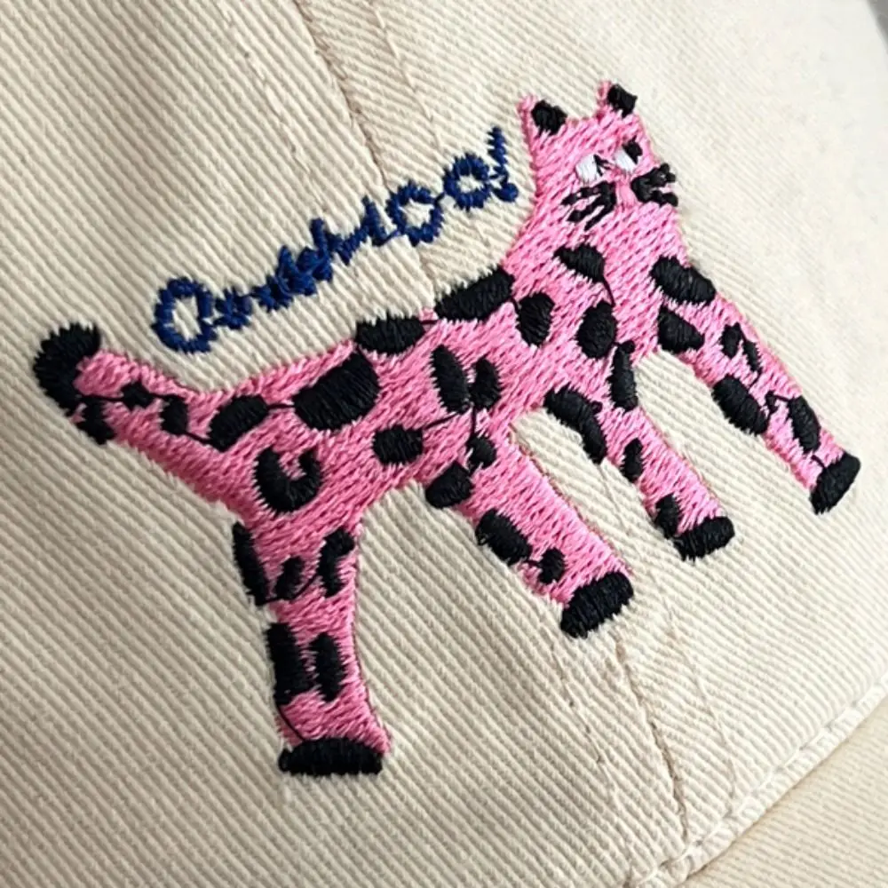 Simple Embroidered Embroidery Baseball Cap Retro Peaked Cap Letter Baseball Hat Spotted Cat Sunscreen Hat Sun Hat Men