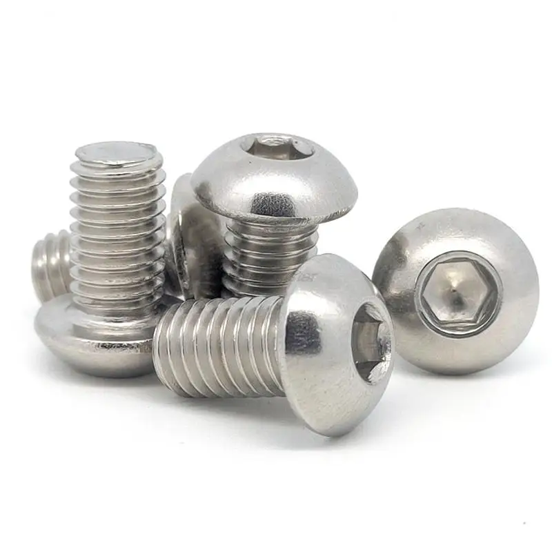 5/10/25/50pcs ISO7380 M1.6 M2 M2.5 M3 M4 M5 M6 M8 304 Stainless Steel Hex Hexagon Socket Button Round Head Screw Bolt L= 3-100mm