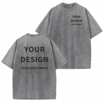 100% Cotton T-shirt Custom Logo Street Trend Short Sleeve T-shirt Embroidery Design…