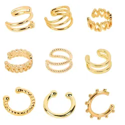 Fashion Ear Cuff Clip Earring Without Piercing Gold Silver Color Star Heart Chain Geometry Cartilage Earcuff Women Party Jewelry