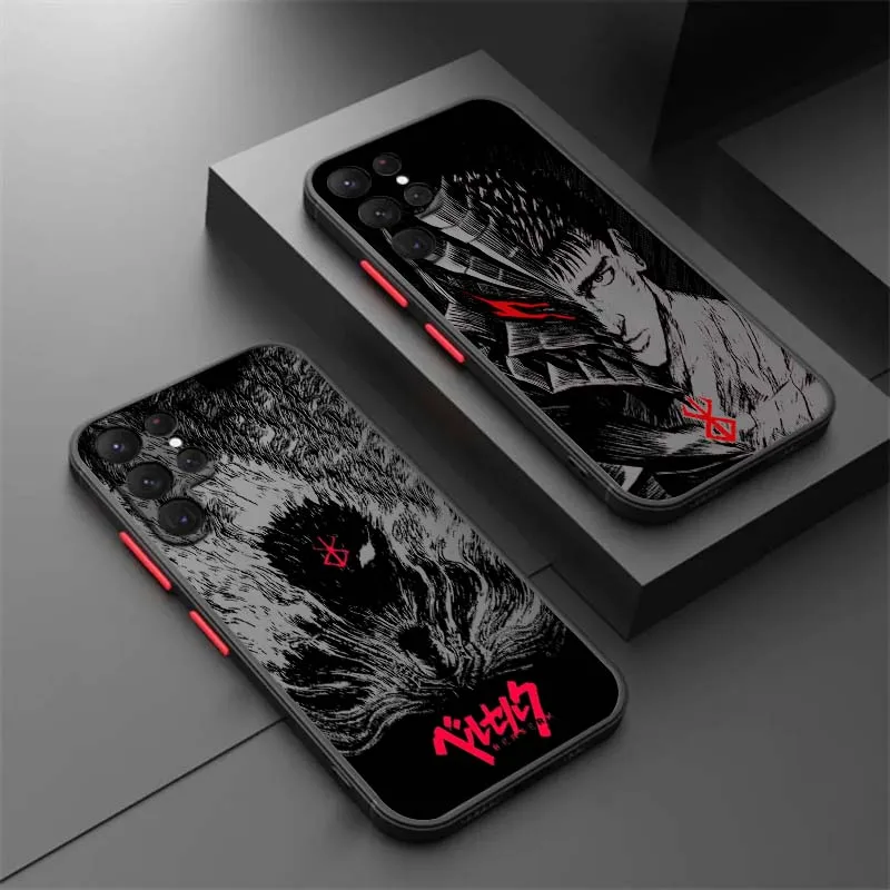 

Anime Luxury Berserk Logo Art For Samsung Galaxy S26 S25 S24 S23 S22 S21 S20 Ultra Plus FE 5G Frosted Translucent Phone Case