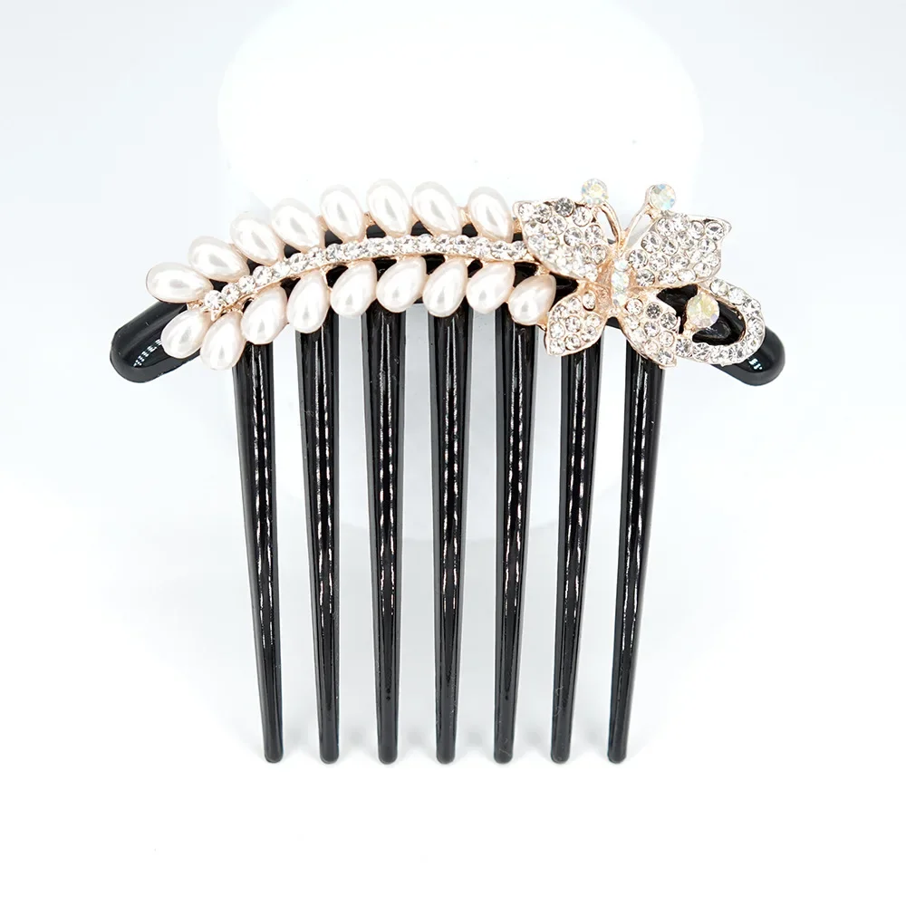 Fashion Women Comb Clip Hairpins Rhinestone Pearl Hair Clip Claws Barrettes Hair Combs Hair Maker Bun Hair Accessories Headwear