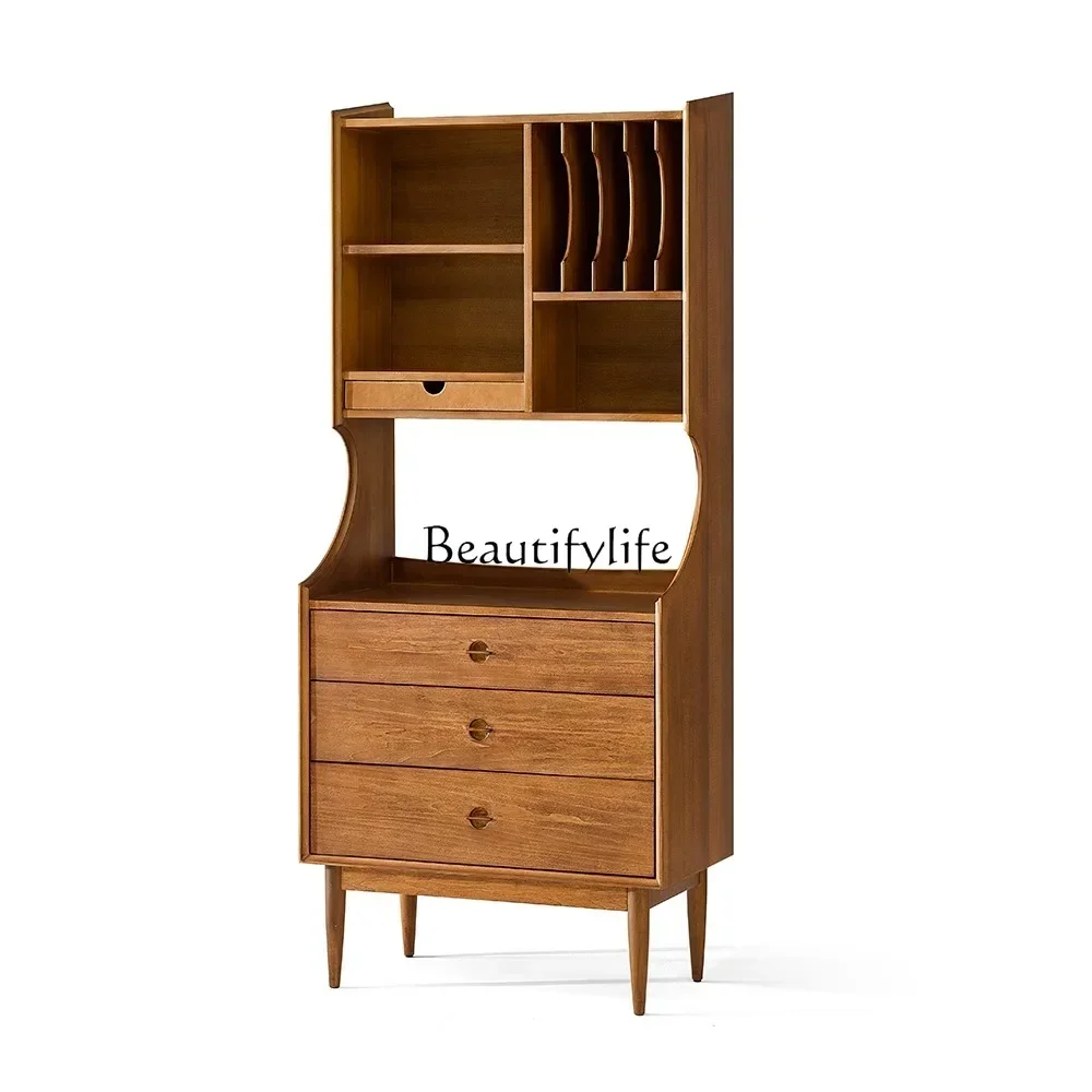 Retro solid wood bookcase, simple modern simple multi-layer storage cabinet, ancient style