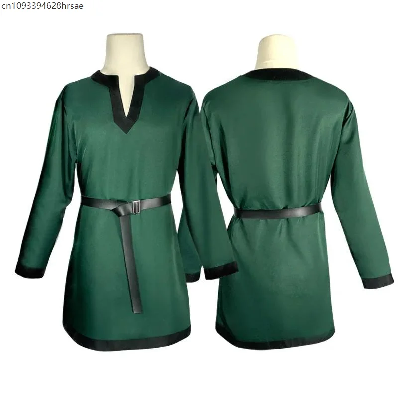 

Medieval Larp Viking Costume Tunic Dress Long Shirt Men Warrior Knight Top V Neck Tabard Armor Nordic Garb Coat Outfit for Adult