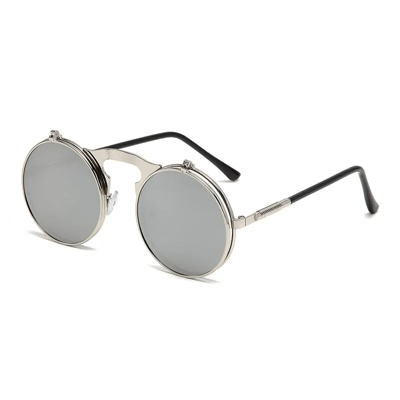 Old Metal Steampunk Flip Sunglasses Flip Men And Women Fashion Round Frames image 4