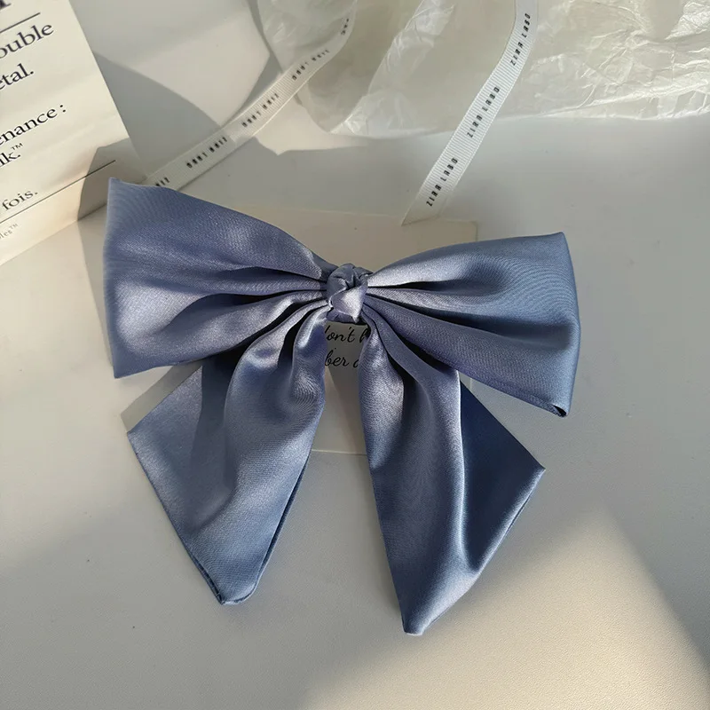 Frauen Bogen Band Haar Clip Mode Einfache Feste Satin Frühling Clip Haar Pin Elegante Retro Stirnband Clips Mädchen Haar Zubehör – Detail 9