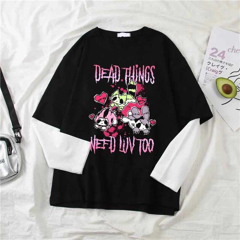 

Harajuku Aesthetics Tee Y2K Korean Popular Clothes Streetwear Gothic T-shirt Women Vintage Creative cartoon pattern printing Top