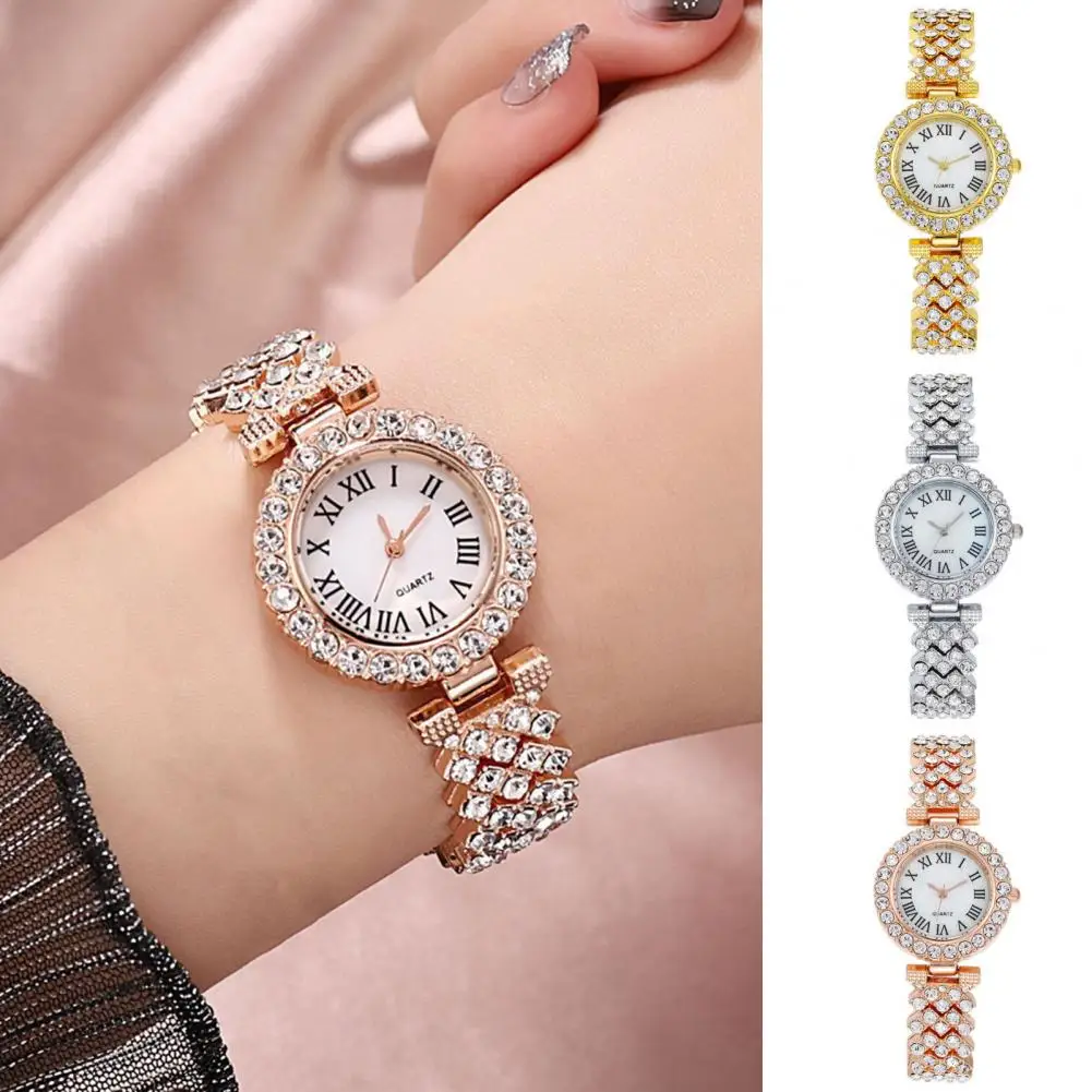 

Luxurious Watch Bracelet Set Luxury Rhinestone Watch Bracelet Set with Quartz Movement Adjustable Strap Exquisite for Women