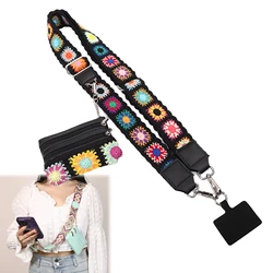 Weaving Pattern Phone Strap With Wallet For Women, Adjustable Cellphone Crossbody Lanyard With Zippered Pouch, Clip And Go Strap