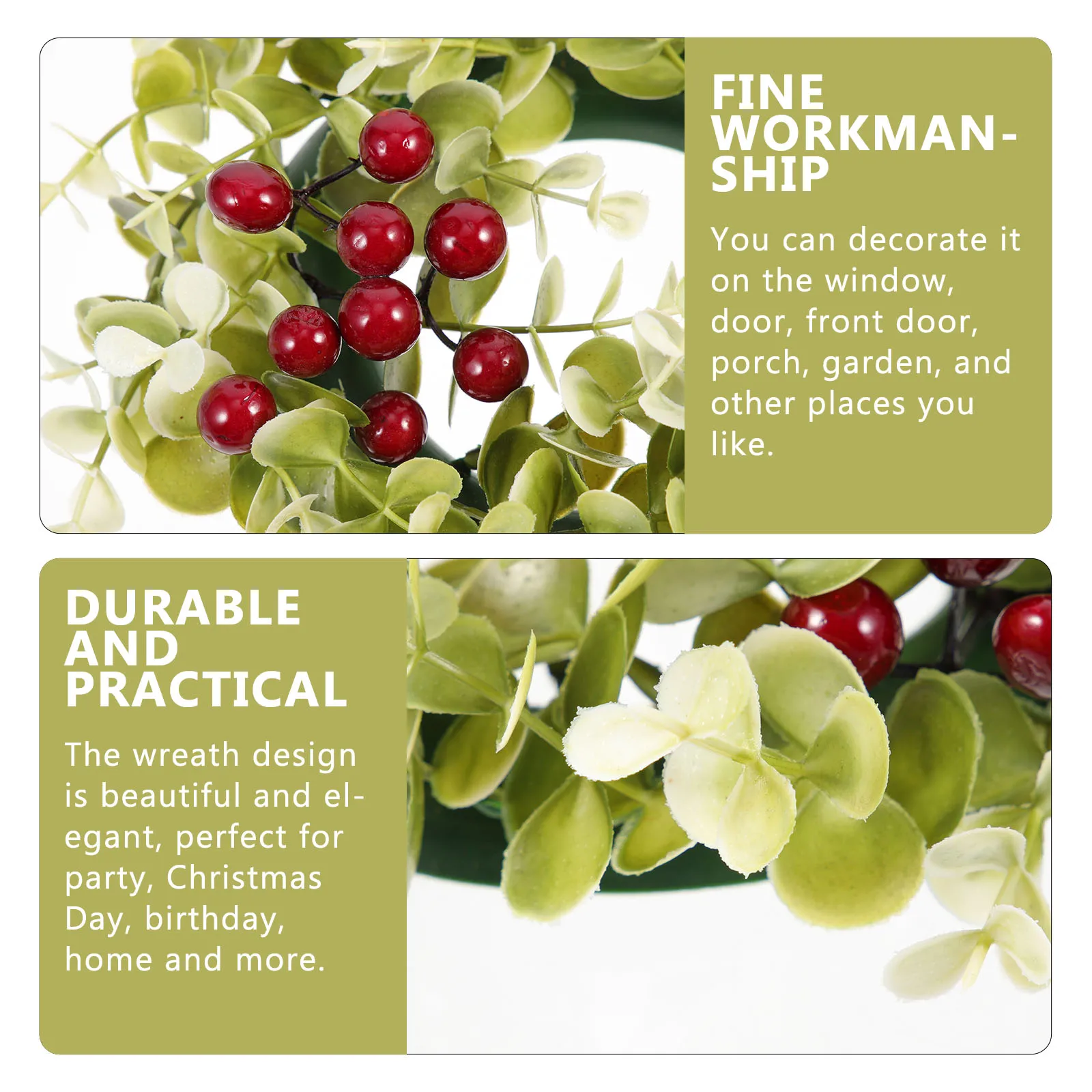 

1pc Wreath Artificial Berry Leaves For Christmas Party Table Decor Nordic Style Xmas Garland Festival Decoration Home