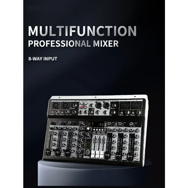 Mixer Audio Stereo dengan efek untuk pemula profesional, Mixer Stereo 4 saluran Input Stereo Streaming langsung 8 Channel Mixer Stereo colokan AS