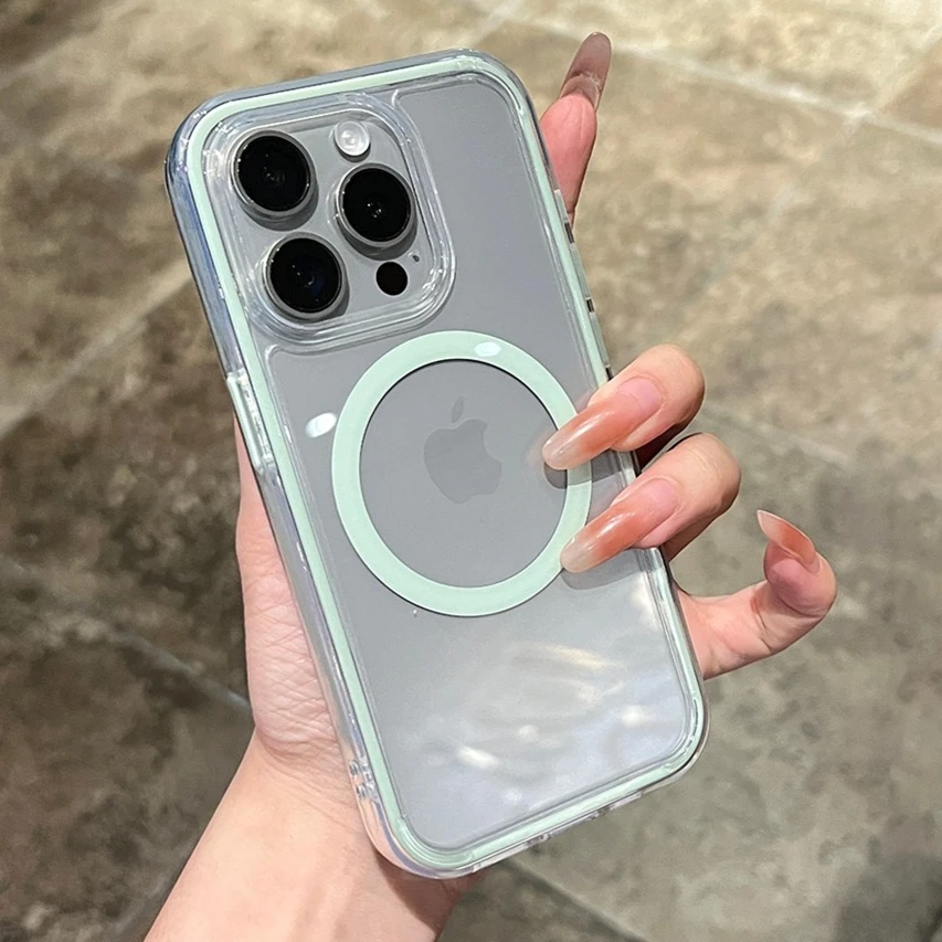 

Phone Case For iPhone 15 14 13 12 11 16 Pro Max 16Pro 14 15 16 Plus Magsafe Clear Magnetic Silicone Protector Shockproof Cover