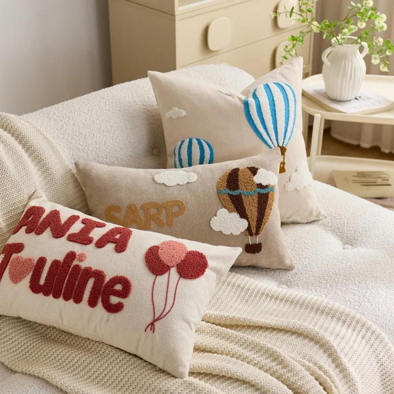 

Cute Children's Embroidered Living Room Sofa Throw Pillowcase Funda Cogines De 45x45 Headboard Pillow Cushion Cover Decor Home