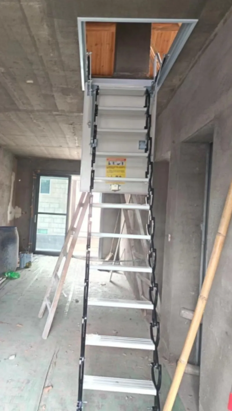 سلم منزلي قابل للسحب مثبت على الحائط سلم قابل للطي مثبت على الحائط داخليًا وخارجيًا #5
