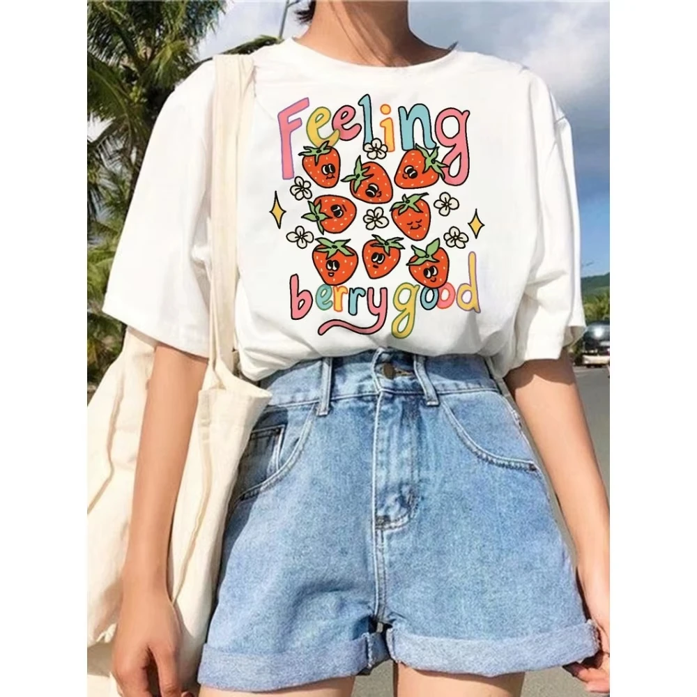 

«Симняя клубничная футболка Feeling Berry Good Cottagecore с фруктовым дизайном, футболка унисекс, летняя толстовка для повседневной носки