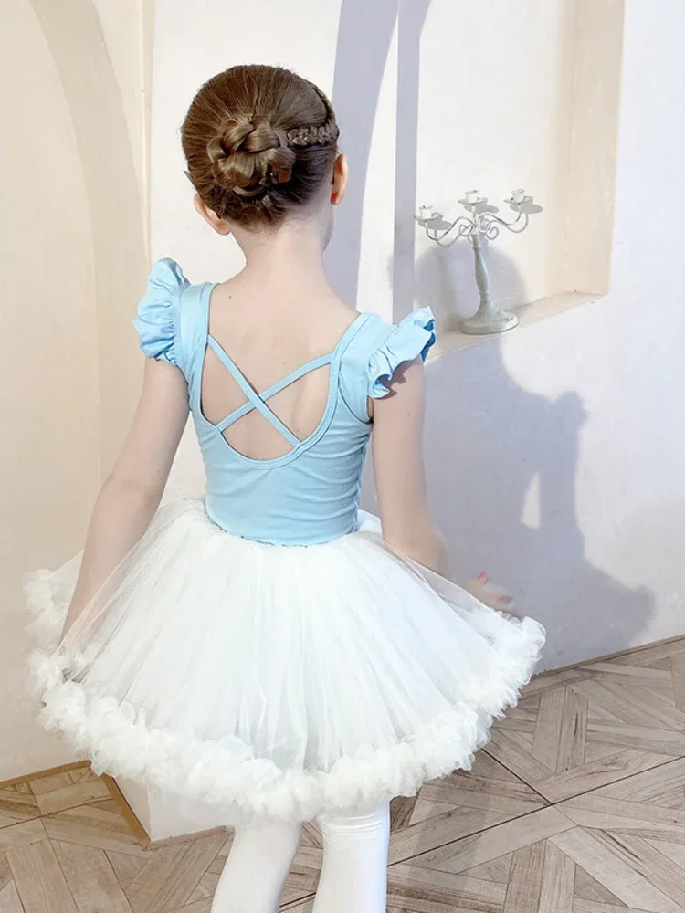 Princess Tutu Dress for Stage Children's Ballet Dance Practice Costumes Girls Bodysuit for Dancing Gymnastics Leotards Dancewear