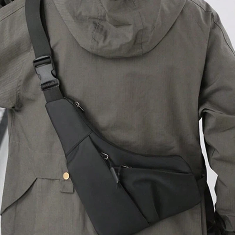 Anti Theft Close Fitting Chest Bag Men's Leisure Leather Film Triangle Bag Crossbody Card Wallet Sports Cycling Riding Sling Bag