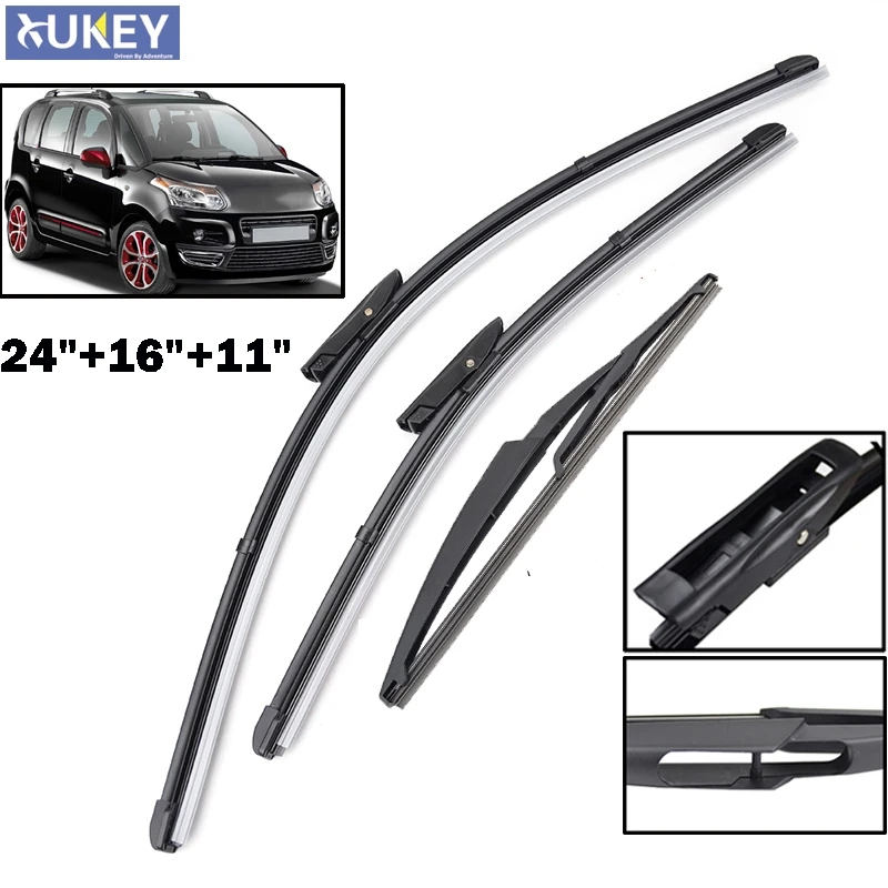 Xukey Front Rear Window Windscreen Wiper For Citroen C3 Picasso 2011-2017 2016 2015 2014 2013 2012 24\