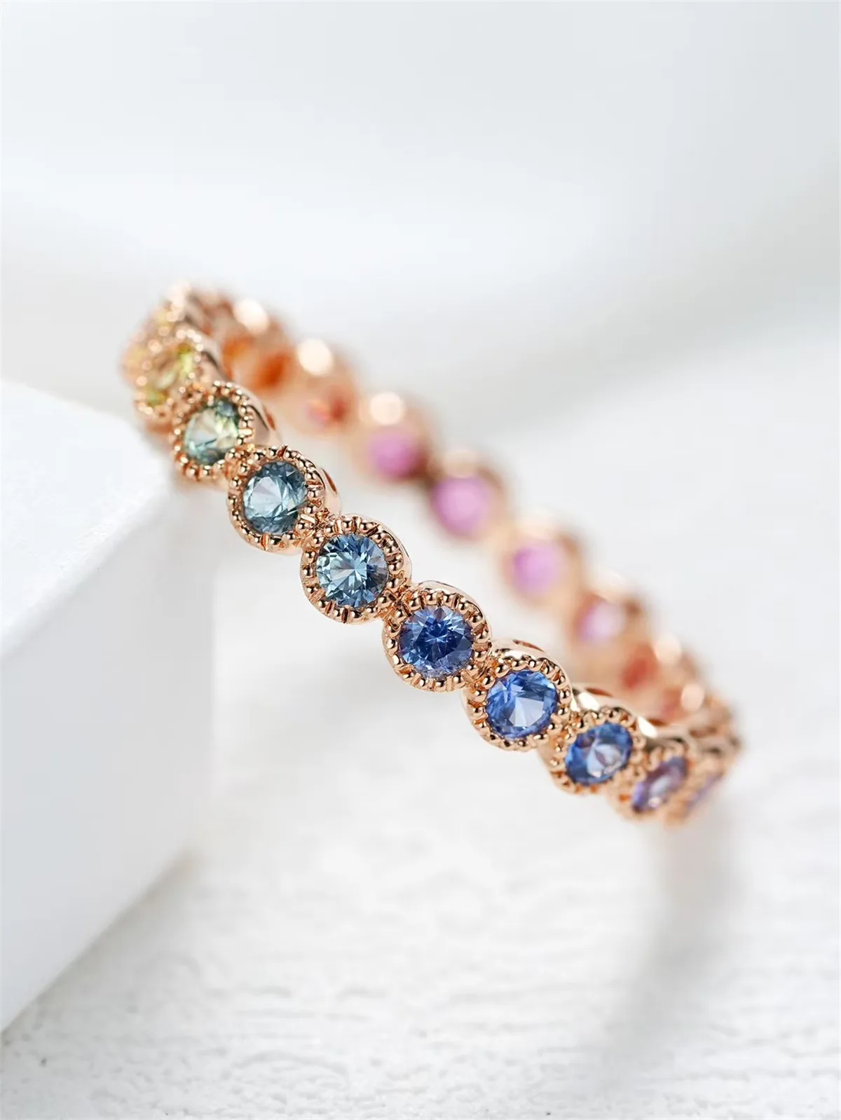 

Pure silver 925 plated with 18K gold, colored gemstone diamond ring, cubic zirconia wedding ring, fine jewelry, custom-made 10K