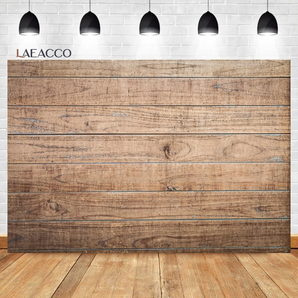 Laeacco Rustic Wood Wall Backdrop Retro Natural Wooden Board Plank Baby Shower Birthday Portrait Custom Photography Background