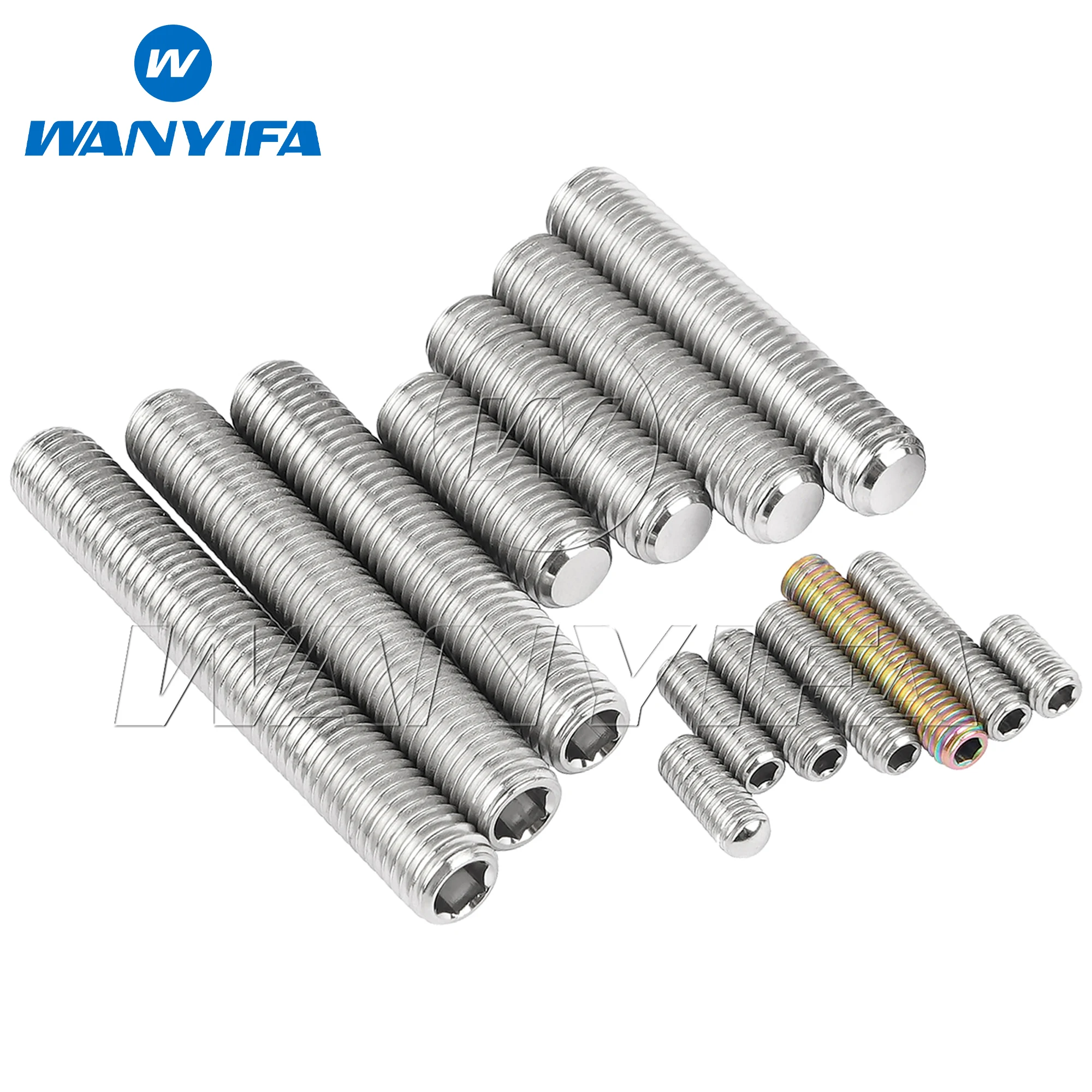 

Wanyifa Titanium Full Threaded Rod Bolt M4/M7 Length 8~50mm Hex Socket Metric Fully Thread Headless Stud Rods Screws Ti Fastener