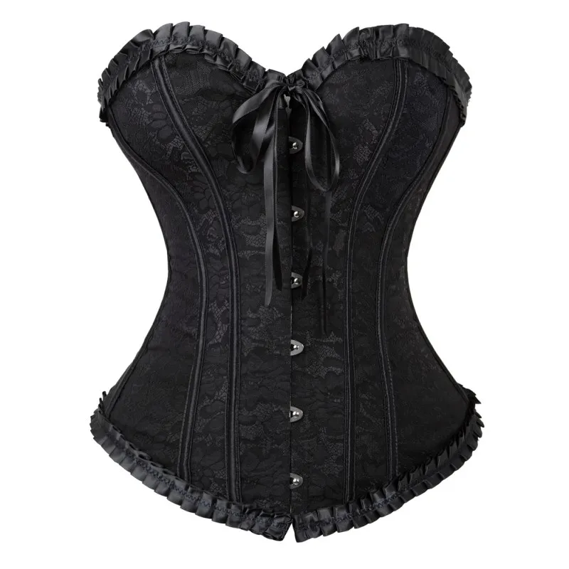 Sexy Vintage Corset Jacquard Overbust Corset Dress Women\'s Halloween Party Masquerade Gothic Corset Skirt Set