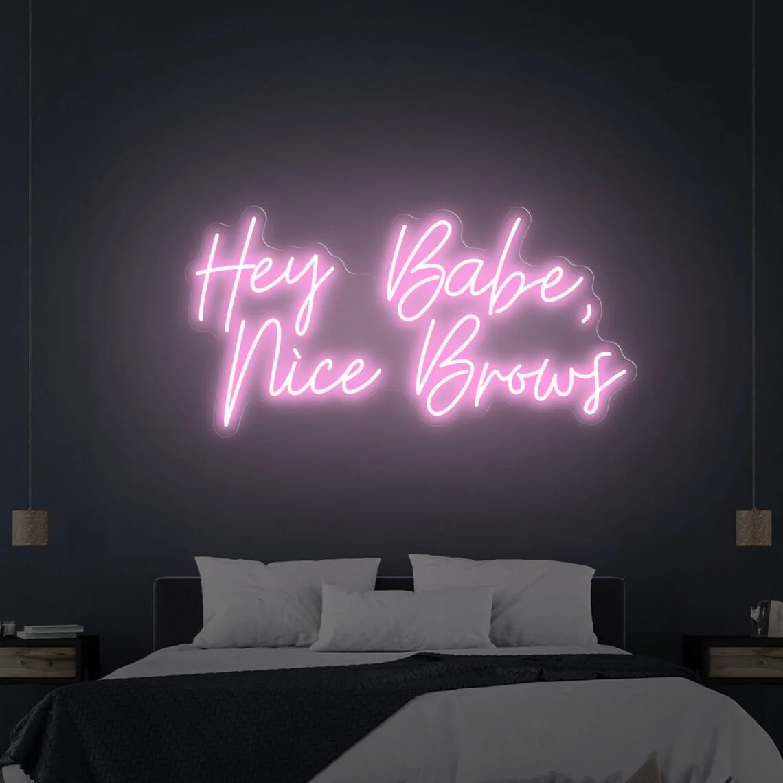 

Custom Hey Babe Nice Brows Neon Sign Handmade Neon Lights Sign for Hair Beauty Salon Neon Studio Art Neon Business Sign