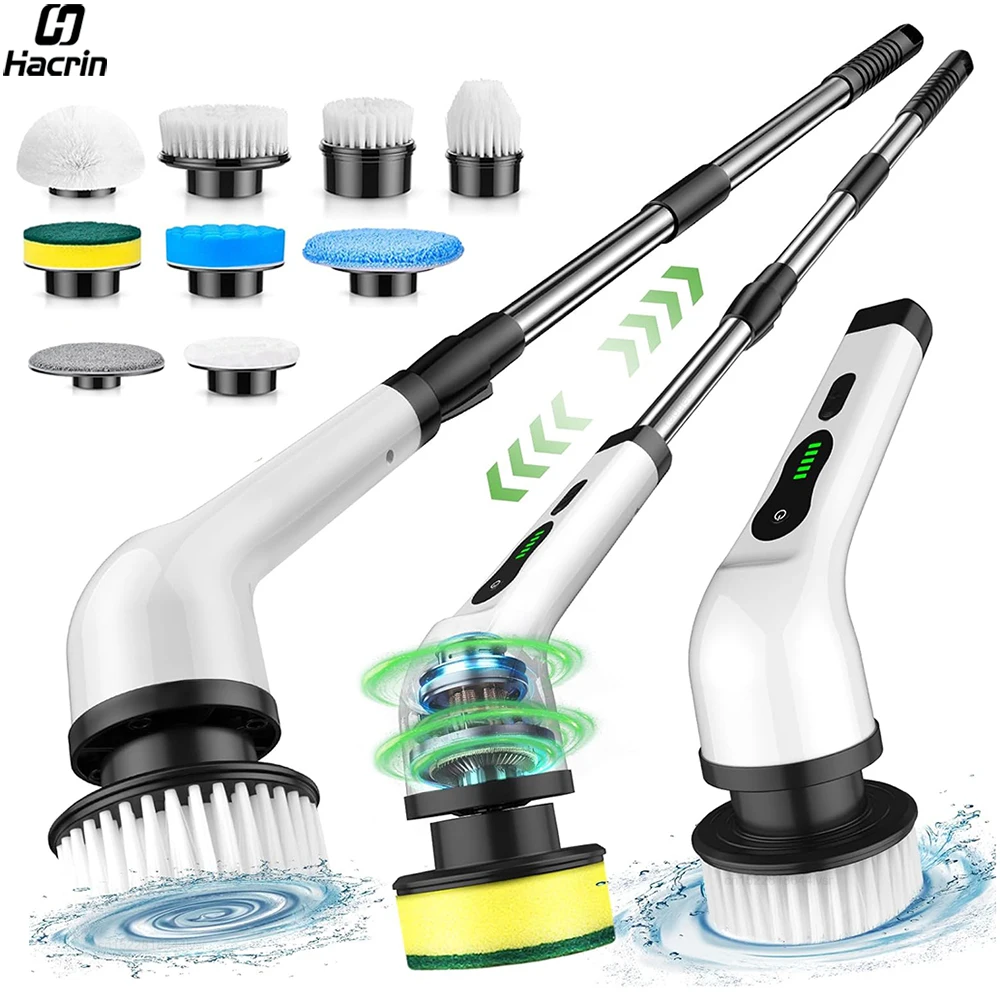 Electric Cleaning Brush for Bathroom Toilet Window Cleaning Multifunctional 9 in 1 Wireless Household Electric Cleaning Brush