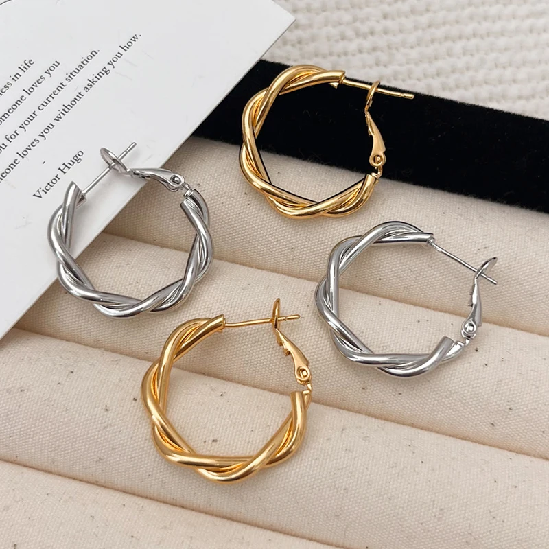 PONYKISS Orecchini a cerchio rotondi distorsionati in argento sterling 925 per le donne Accessori di lusso leggeri classici minimalisti di alta gioielleria