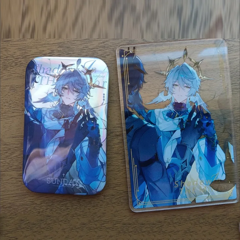 New 2Pcs/Set Sunday Rectangle badge With Acrylic Transparent card Brooch Pin Cosplay Badge Decoration gift