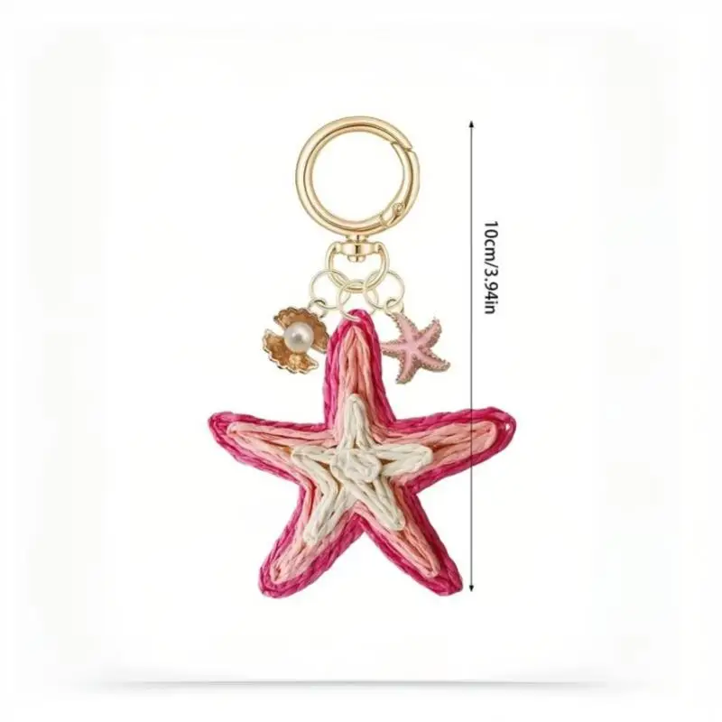 Böhmischer handgewebter Kirsch-Sternfisch-Anhänger, tragbarer Schlüsselanhänger, einzigartiges Strandtaschen-Ornament für Frauen, Freundschaftsgeschenk – Detail 8