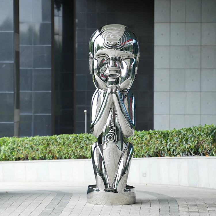 #￥Customizable Modern Polished Stainless Steel Mirror Sculpture 2M High Outdoor Garden Home Decor Large Metal Crafts