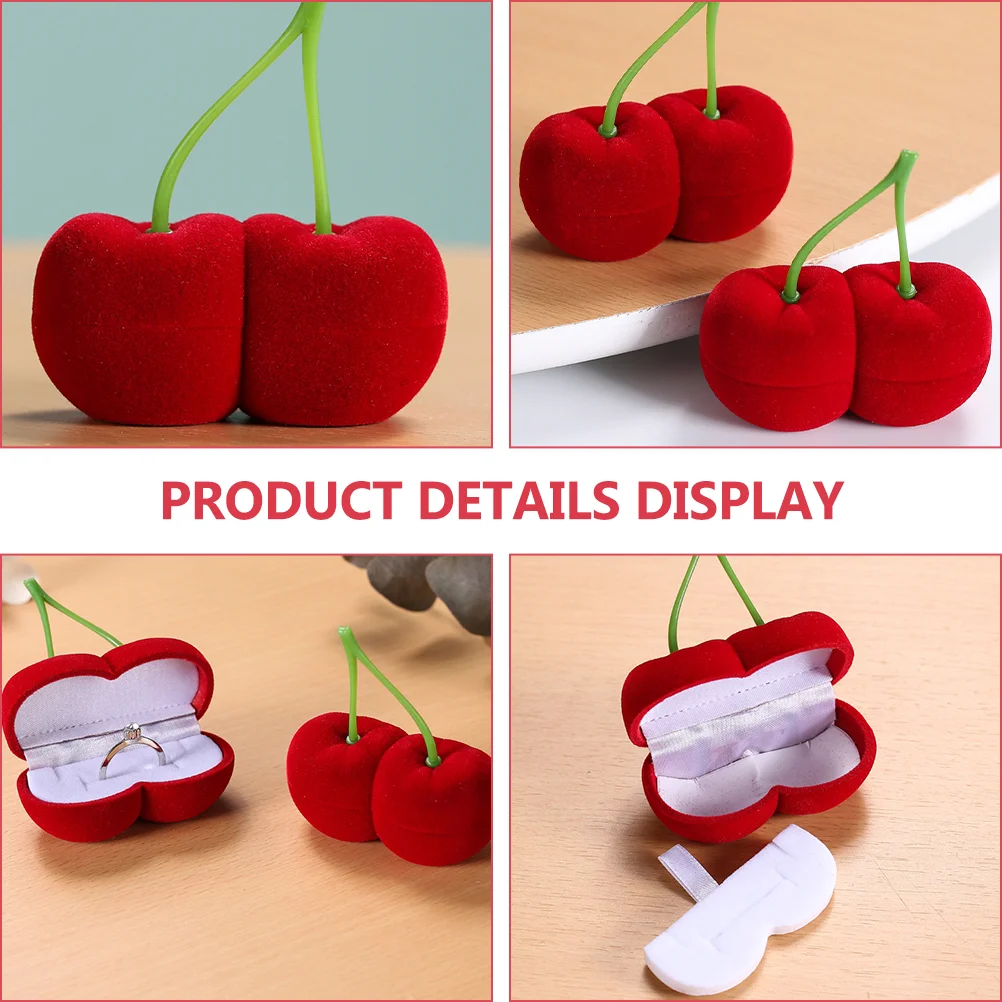 Cherry Ring Box Case Portable Earrings Organizer Women Holder Exquisite Lint Storage Container Delicate The Gift