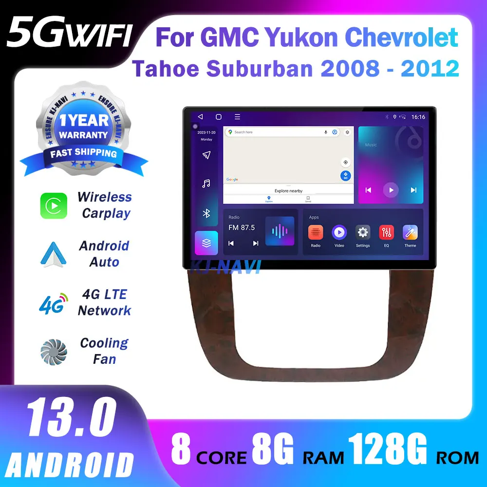 

13.1Inch Android 14 Car Radio For GMC Yukon Chevrolet Tahoe Suburban 2008 - 2012 GPS Navigation Wireless Carplay 4G BT