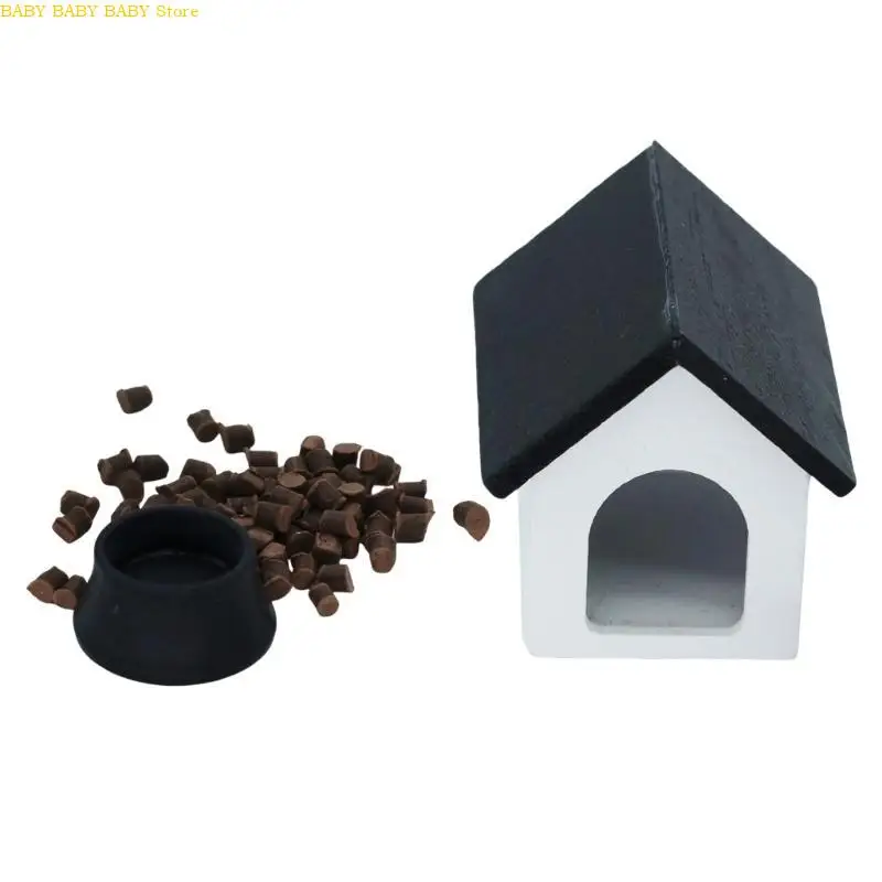 

Q81A Toy Figure Realistic Pet Dog House Dog Set Dollhouses Pet Supplies