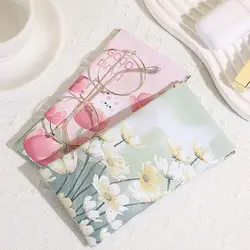 Oil Painting Sun Glasses Case Automatic Closing PU Leather Glasses Box Waterproof Soft Shell Sunglasses Protective Cover Girl