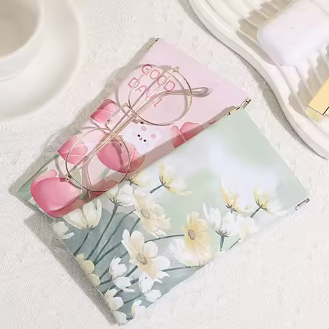 Oil Painting Sun Glasses Case Automatic Closing PU Leather Glasses Box Waterproof Soft Shell Sunglasses Protective Cover Girl