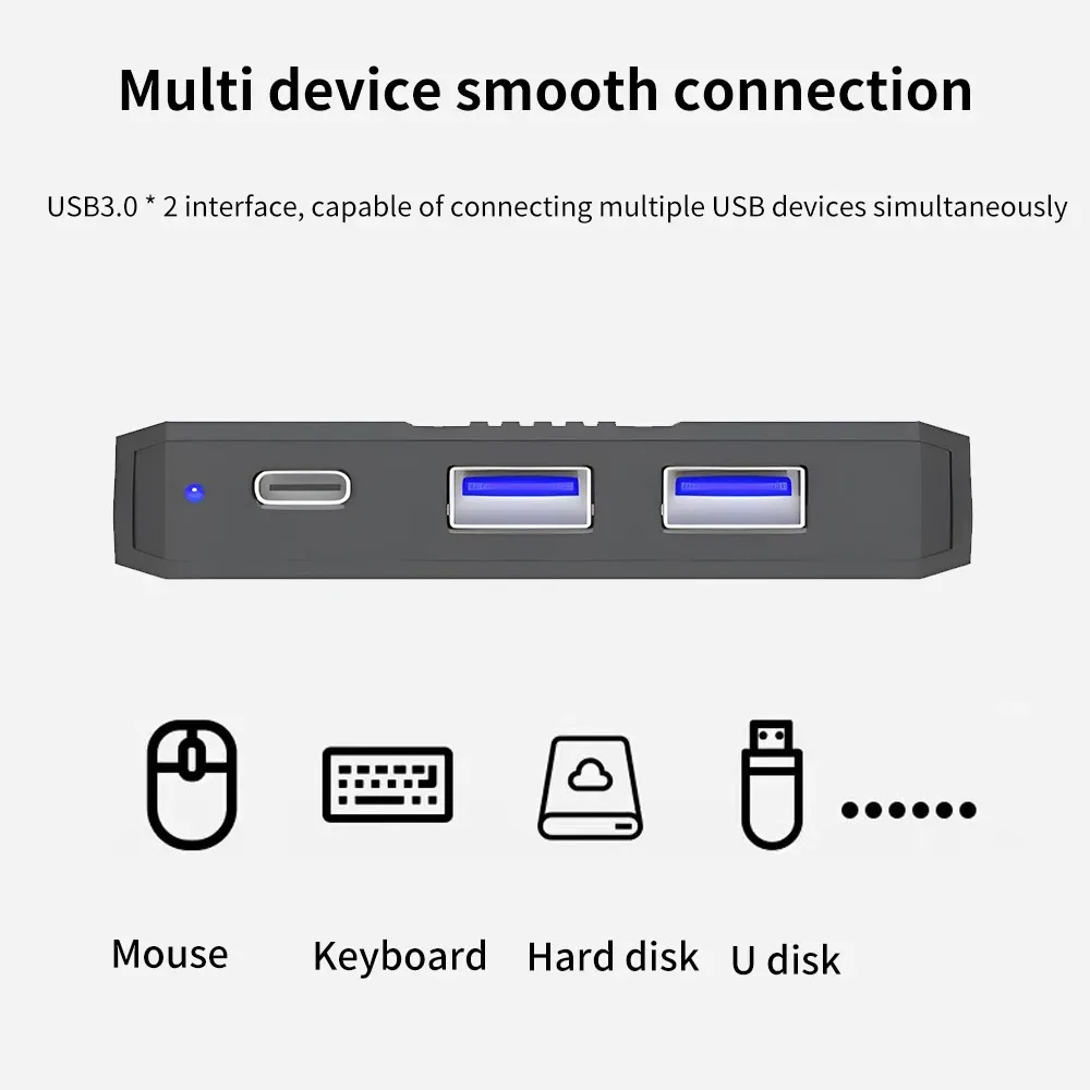 2.5 HDD/SSD Case 6 IN 1 SATA to USB 3.0 Adapter Case 6Gbps HD External Hard Drive Enclosure Box for TF Card Type USB-C Enclosure
