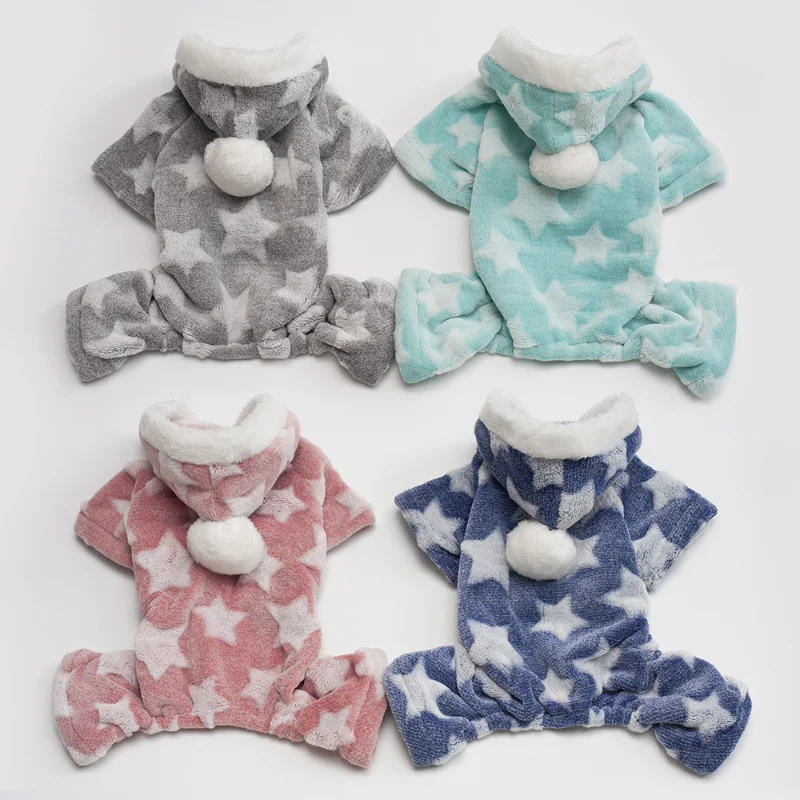 smvp Pet Clothes Dog Autumn/Winter Pet Pajamas Pet Four Leg Velvet Clothes Star Four Leg Velvet Clothes