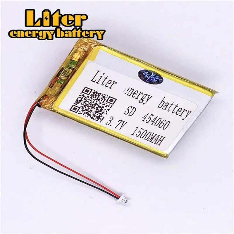 1.0MM 2pin connector 3.7 V 454060 1500mah mah MP3 MP4 MP5 small toys polymer rechargeable lipo battery