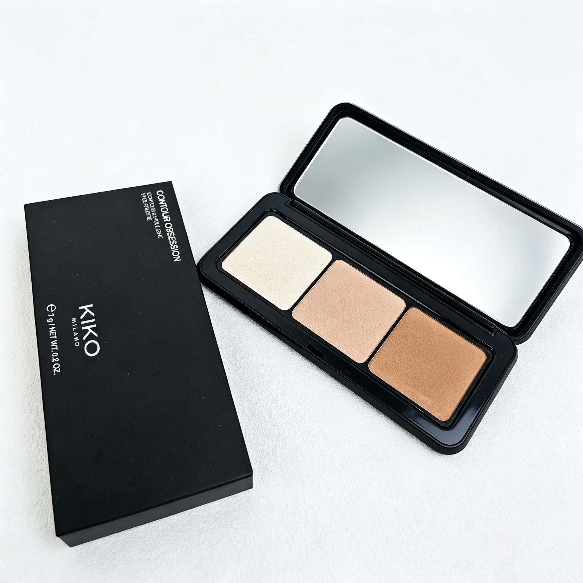 KIKO Contour Obsession Palette: Kontur- und Highlighter-Produkt für die Nase und den Kiefer, einfach zu verblenden, kompaktes Gesichtsmake-up, integrierter Spiegel.