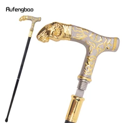 Golden White Goat Handle Luxury Walking Stick with Hidden Plate Self Defense Fashion Cane Plate Cosplay Crosier Stick 88cm