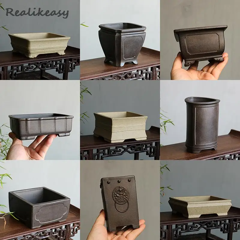 Purple Sand Flowerpot Miniatur Succulent Flower Pot Creative Chinese Style Handmade Flower Pot Simple Household Flower Pot LC370