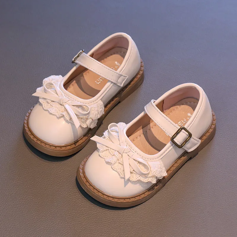 

Elegant Girl Princess Shoes Soft Bottom Kids Leather Shoe 2024 New Spring Autumn Chic Children's Flats Fashion Causal Versatile