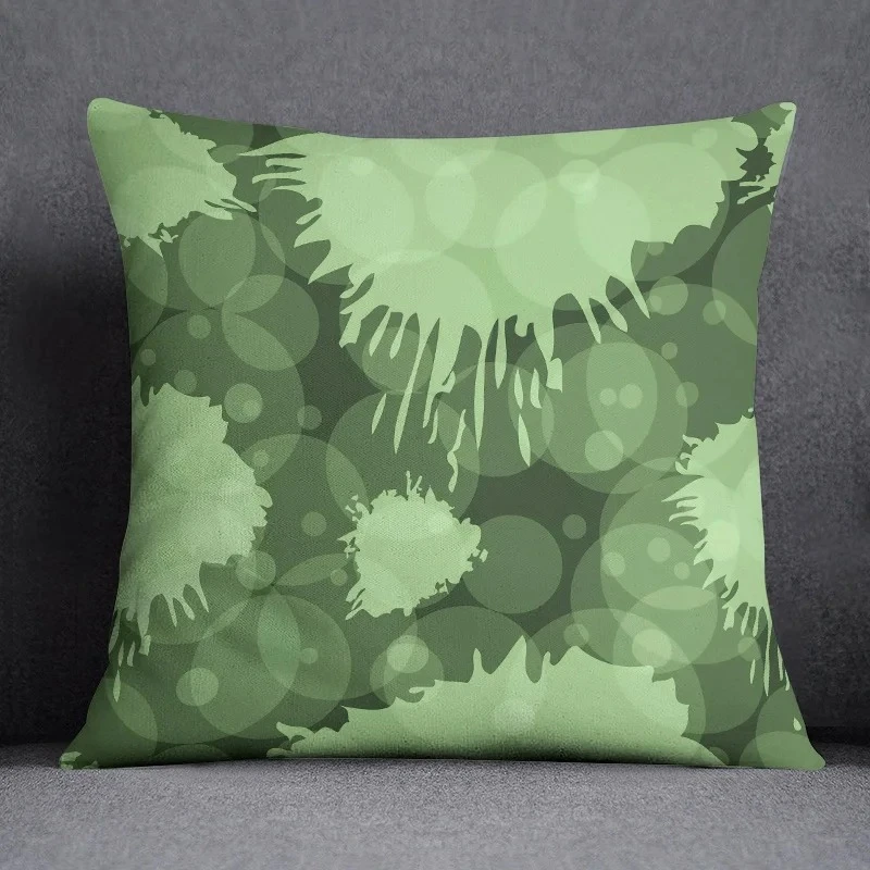 

Plant Green Leaf Pattern Pillowcase Square Car Sofa Cushion Pillowcase
