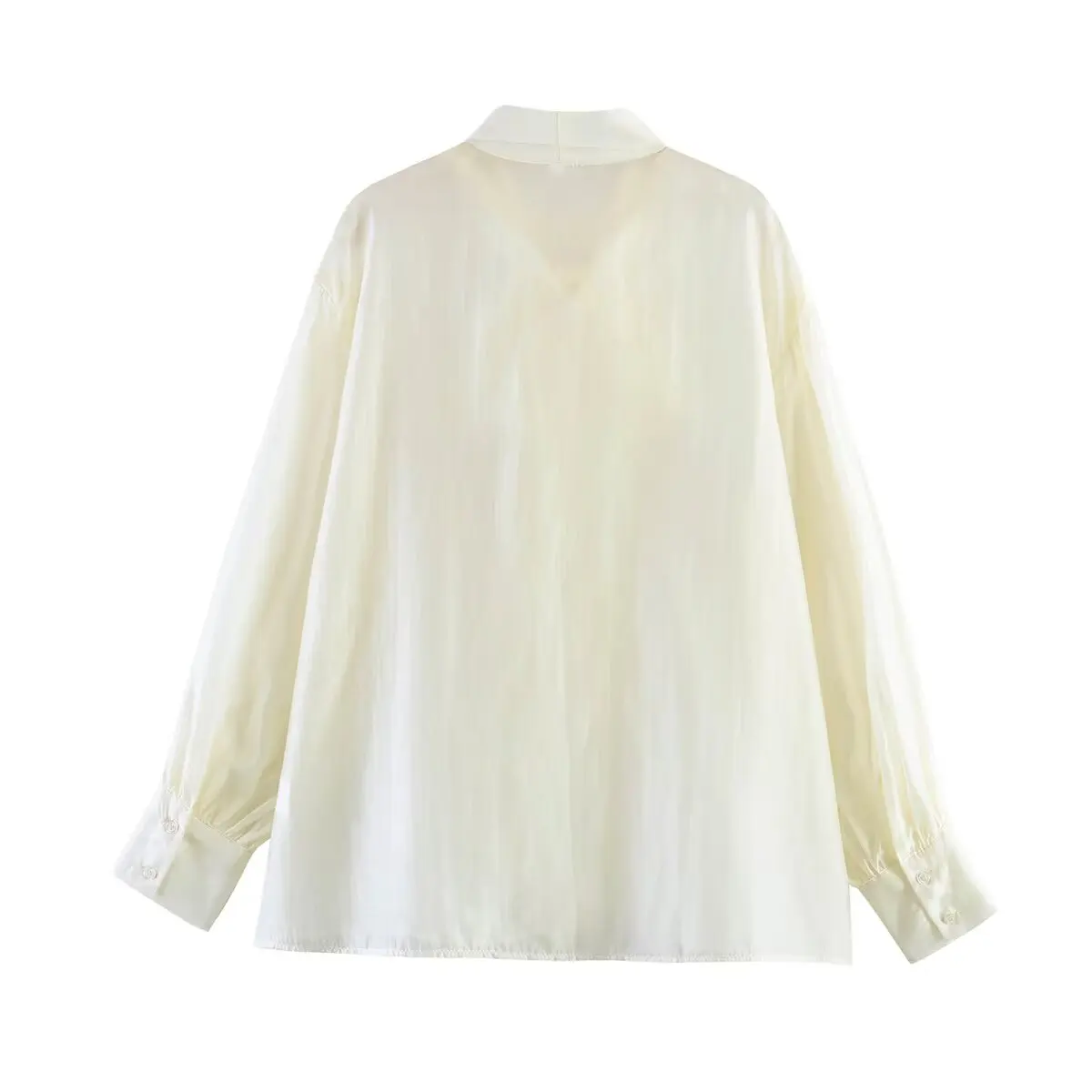 TFMLN Schicke Damen-Bluse mit Schleife, Eleganter Langarm-Pullover mit Schnürkragen, Vintage-Hemden, Einfarbige Damen-Oberteile im High-Street-Stil, Dünnes Top 2026 – Detail 9