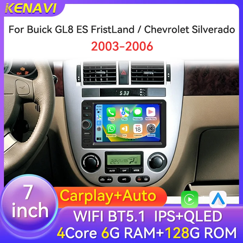 Car Stereo Radio For Buick GL8 ES FirstLand Chevrolet Silverado 2003-2006 Wireless Carplay Android Auto BT GPS Multimedia Player
