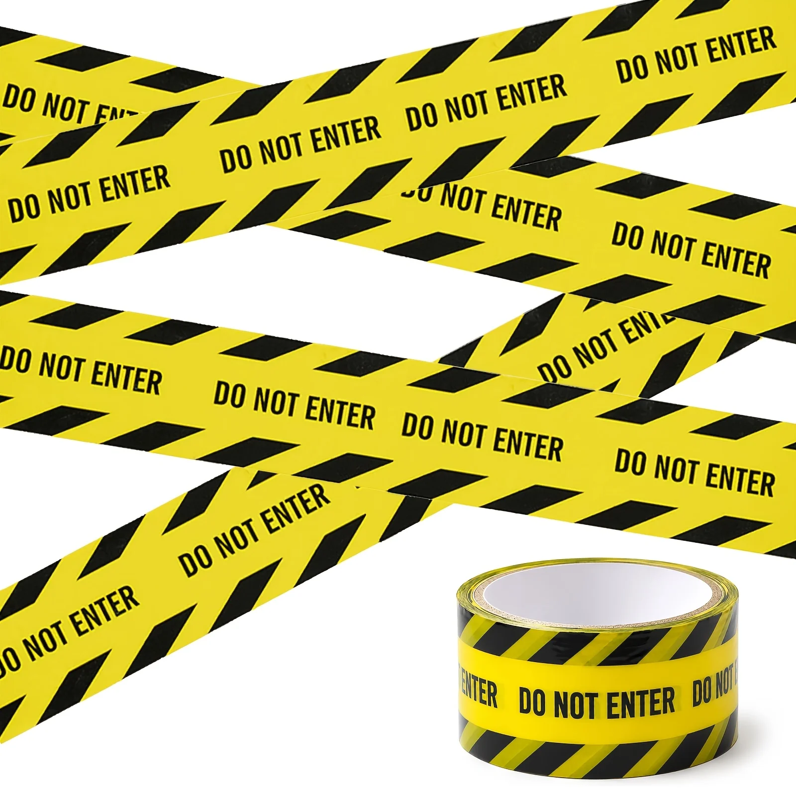 1 Roll DO NOT ENTER Self‑Adhesive Warning Tape Yellow‑Black Safety Barricade Tape for Warehouse Garage Restricted‑Area Marking