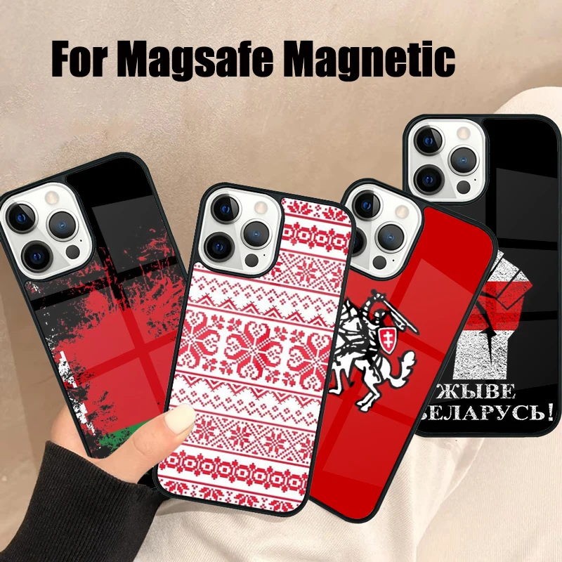 Belarus flag Magsafe Phone Case For iPhone 16 15 14 13 12 11 Pro Max Plus Mini Mirror Wireless Magnetic Cover