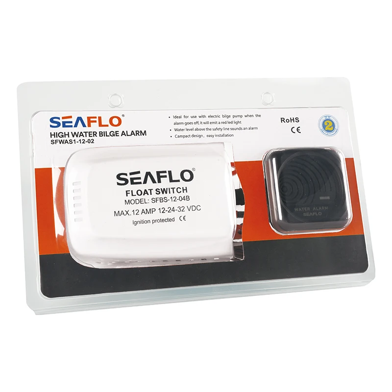 SEAFLO SFBS-12-04B 12A 12V-24V-32V DC High Water Bilge Alarm With Float Switch For Yacht RV